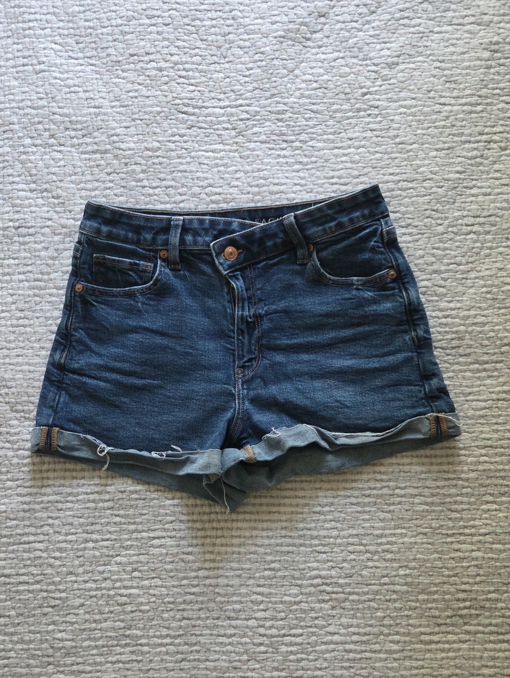 American Eagle Outfitters Dark Blue Cuffed Denim Shorts
